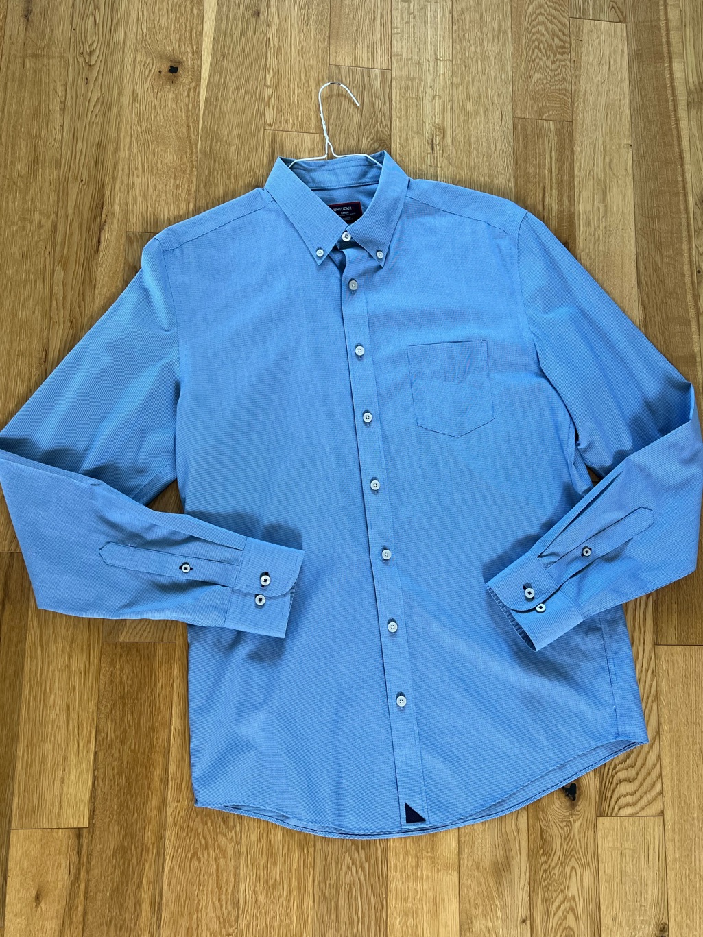 Untucit Menâs Cadetto Wrinkle Free Blue Dress Shirt In Large Tall Slim Fit -Nwot